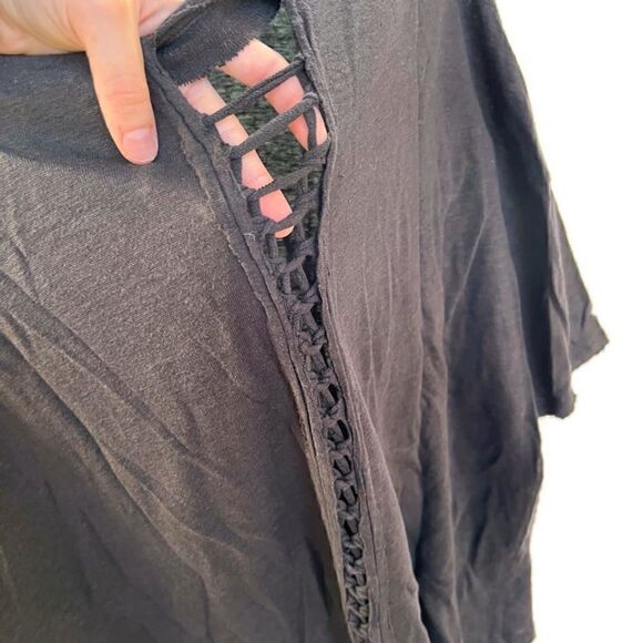 IRO 100% Linen Sturdy Tee Short Sleeve Oversized Cut Out Slouchy Top Black XS - Picture 6 of 13